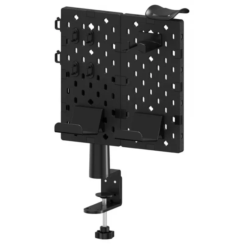 Huzaro Sync 3.0 panel organizéra na stôl - čierny, 700x600 mm, uchytenie svorkou, s 2 priehradkami, 5 háčikmi, držiak na perá