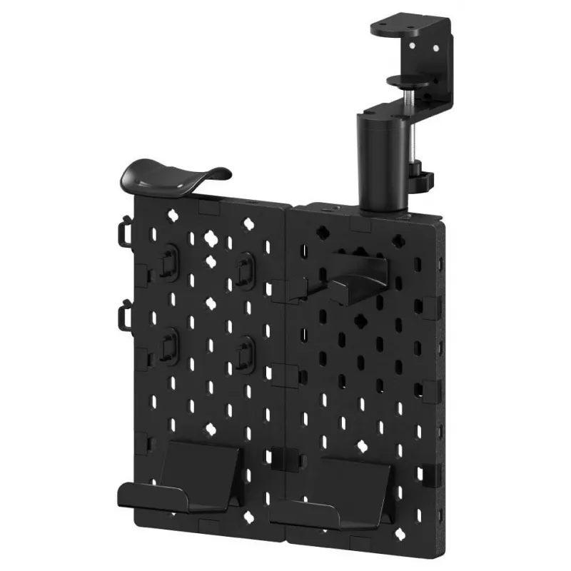 Huzaro Sync 3.0 panel organizéra na stôl - čierny, 700x600 mm, uchytenie svorkou, s 2 priehradkami, 5 háčikmi, držiak na perá