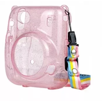 LOVEINSTANT ochranné puzdro pre Fujifilm Instax Mini 11 - priehľadné ružové s glitterom