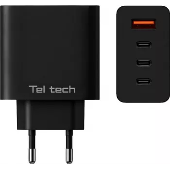 Teltech GaN USB / 3x USB-C 100W QC PD nabíjačka čierna TCH-08