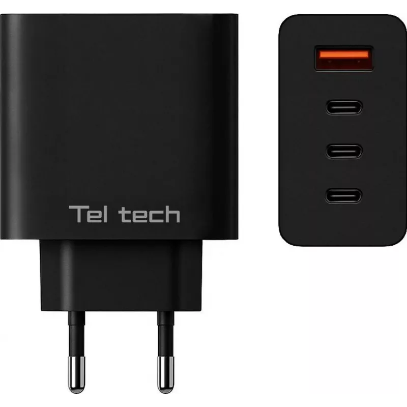Teltech GaN USB / 3x USB-C 100W QC PD nabíjačka čierna TCH-08