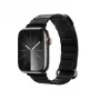 Crong Eclipse pravá koža magnetická slučka remienok pre Apple Watch 44/45/46/49 mm (čierna)
