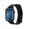 Crong Eclipse pravá koža magnetická slučka remienok pre Apple Watch 44/45/46/49 mm (čierna)