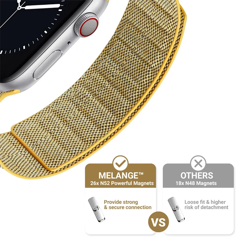 Crong Melange Magnetic remienok pre Apple Watch 38/40/41/42 mm (žltá Melange)