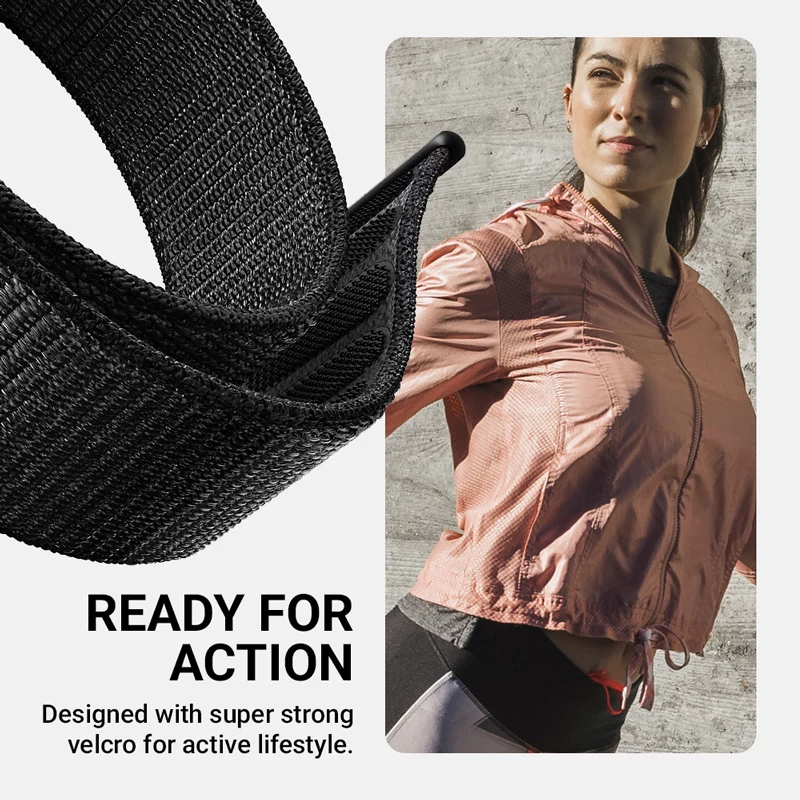 Crong Nylon Sport Loop pre Apple Watch 44/45/46/49 mm (nočná sivá)
