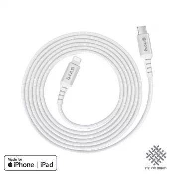 Crong Armor Link USB-C na Lightning rýchlonabíjací MFi kábel 150cm biely