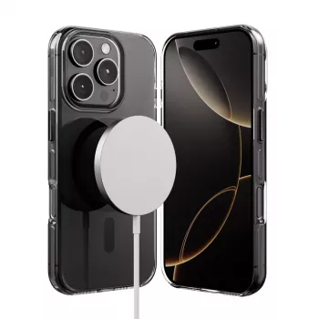 Crong Clear MAG Pro puzdro pre iPhone 16 Pro Max, MagSafe, čierny rám