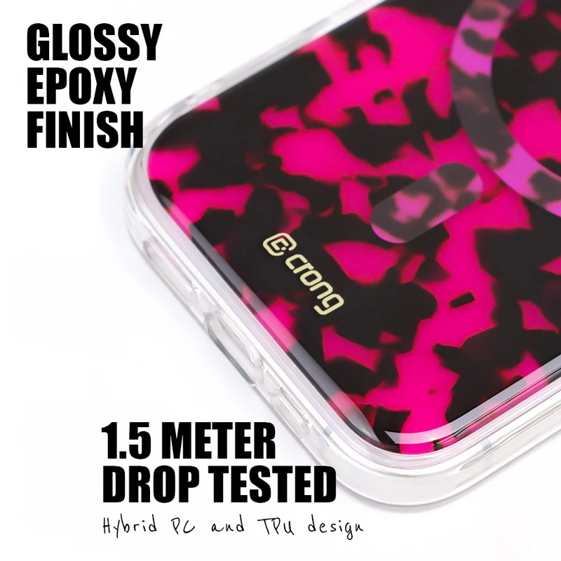 Crong Deluxe MAG Cover - puzdro pre iPhone 17 Pro MagSafe (Pink Tortoise)