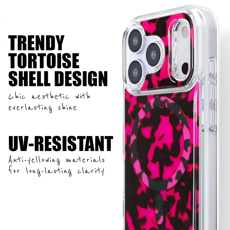 Crong Deluxe MAG Cover puzdro pre iPhone 17 Pro Max s MagSafe (Pink Tortoise)