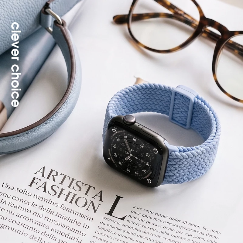 Crong Wave Band pletený nylonový Solo Loop pre Apple Watch 38/40/41/42 mm modrá