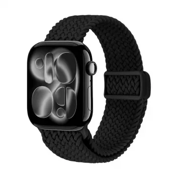 Crong Wave Band pletený remienok pre Apple Watch 38/40/41/42 mm (čierna)