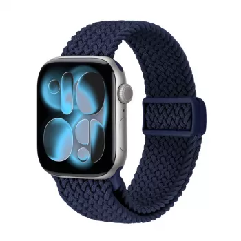 Crong Wave Band pletený textilný remienok pre Apple Watch 38/40/41/42 mm (Navy Blue)