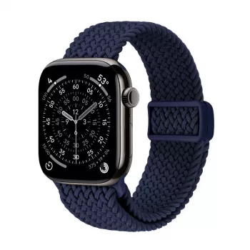 Crong Wave Band pletený nylonový Solo Loop pre Apple Watch 44/45/46/49 mm (Navy Blue)