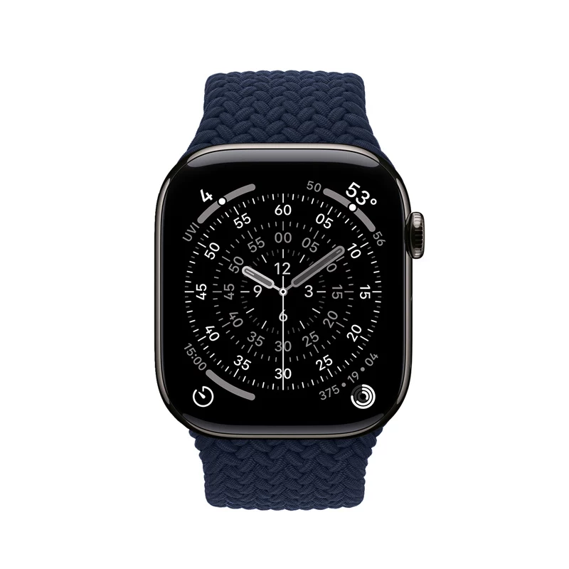 Crong Wave Band pletený nylonový Solo Loop pre Apple Watch 44/45/46/49 mm (Navy Blue)