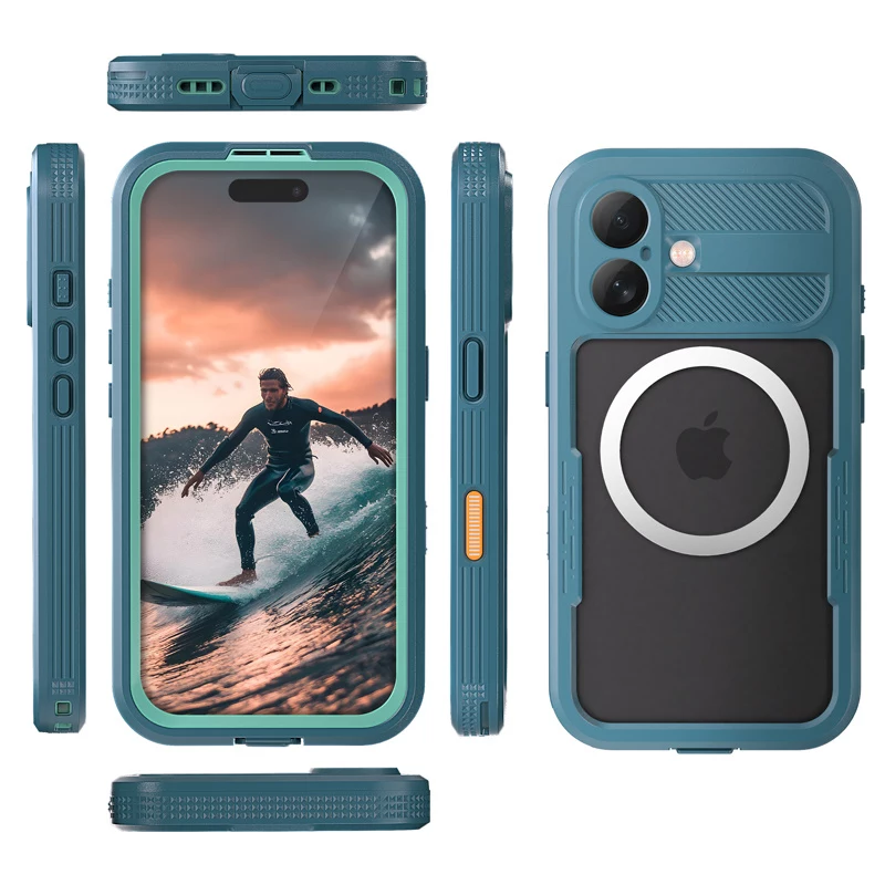 Crong Seal Cover IP68 vodotesné puzdro pre Apple iPhone 17 – námornícka modrá