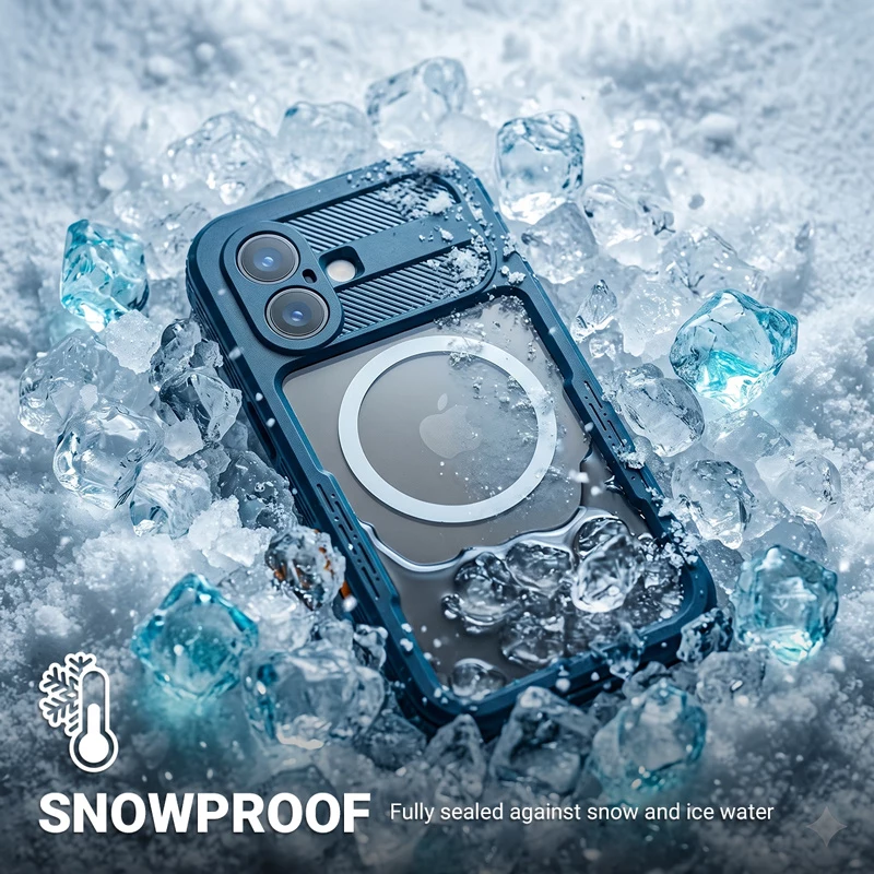 Crong Seal Cover IP68 vodotesné puzdro pre Apple iPhone 17 – námornícka modrá
