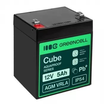 Greencell AGM VRLA 12V 5Ah batéria pre registračnú pokladnicu, hračky, fotoaparát (91x70x102mm)