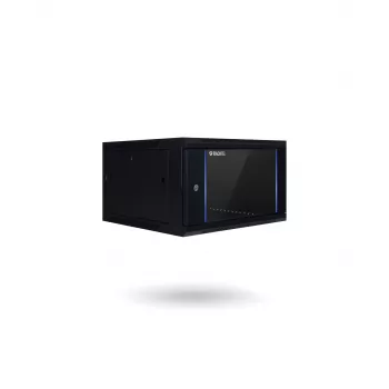 RACKTEL RL-4504WRE 4U 600x450 nástenný rack, čierny, dvere z bezpečnostného skla