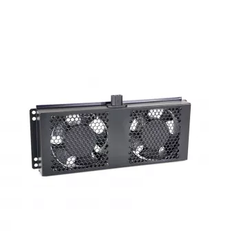 RACKTEL RL-WE602 1U 19-palcový ventilátorový panel do racku s 2 axiálnymi ventilátormi, 230V AC, čierny