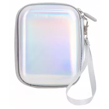 LOVEINSTANT puzdro z PU kože Sparkle Silver pre Fujifilm Instax Mini Evo / Mini Liplay / Mini Link