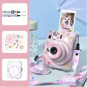 LOVEINSTANT puzdro obal pre Fujifilm Instax Mini 12 so samolepkami - Yogurt Rabbit