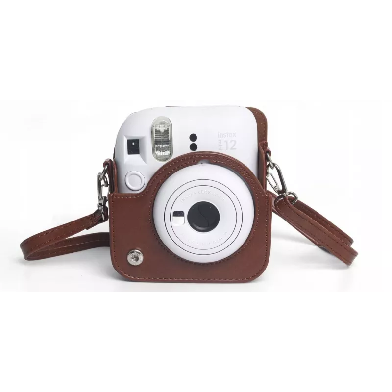 LOVEINSTANT ochranné puzdro taška cez rameno pre Fujifilm Instax Mini 12 - hnedá