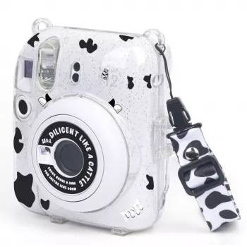 LOVEINSTANT puzdro pre Fujifilm Instax Mini 12 - kravská koža s glitrom, so samolepkami a fototaštičkou