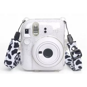 LOVEINSTANT puzdro pre Fujifilm Instax Mini 12 - kravská koža s glitrom, so samolepkami a fototaštičkou