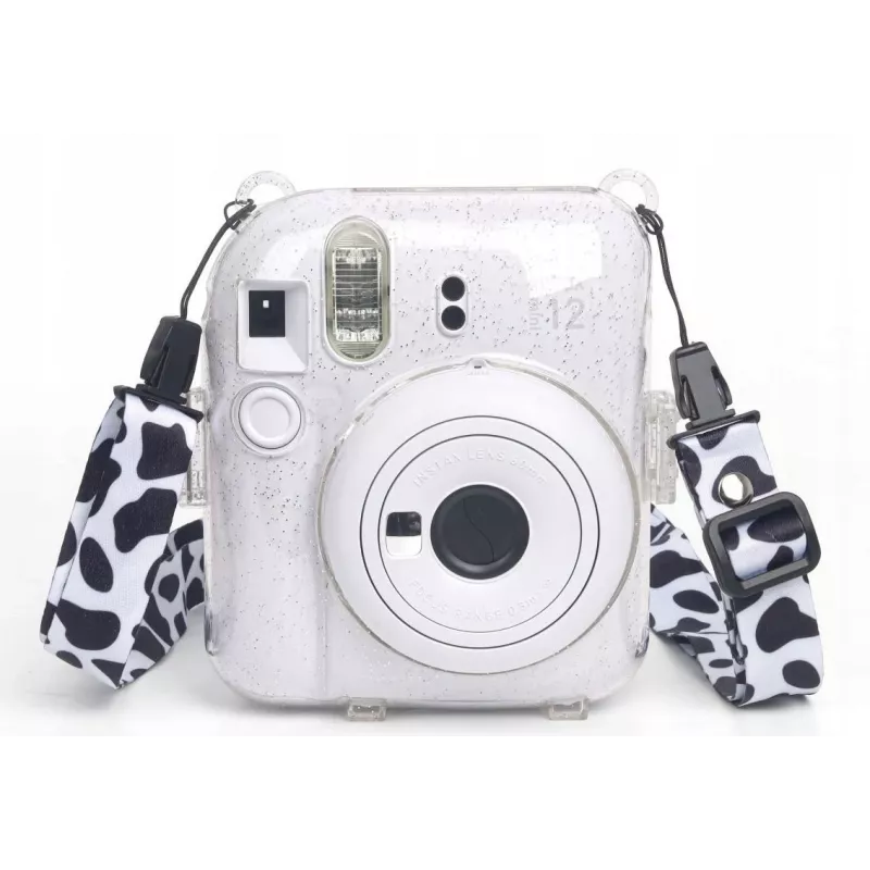 LOVEINSTANT puzdro pre Fujifilm Instax Mini 12 - kravská koža s glitrom, so samolepkami a fototaštičkou