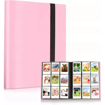 LOVEINSTANT fotoalbum na 360 fotografií, kompatibilný s Fujifilm Instax Mini / Xiaomi / Polaroid / Canon / HP / Kodak, ružový