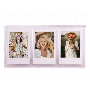 LOVEINSTANT stojanový rámik na 3 fotografie kompatibilný s papierom Zink / Fuji Instax Mini - ružový