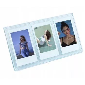 LOVEINSTANT stojanový rámik na 3 fotografie, kompatibilný s Fuji Instax Mini a výtlačkami Zink 2x3 palca - modrý