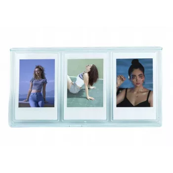 LOVEINSTANT stojanový rámik na 3 fotografie, kompatibilný s Fuji Instax Mini a výtlačkami Zink 2x3 palca - modrý