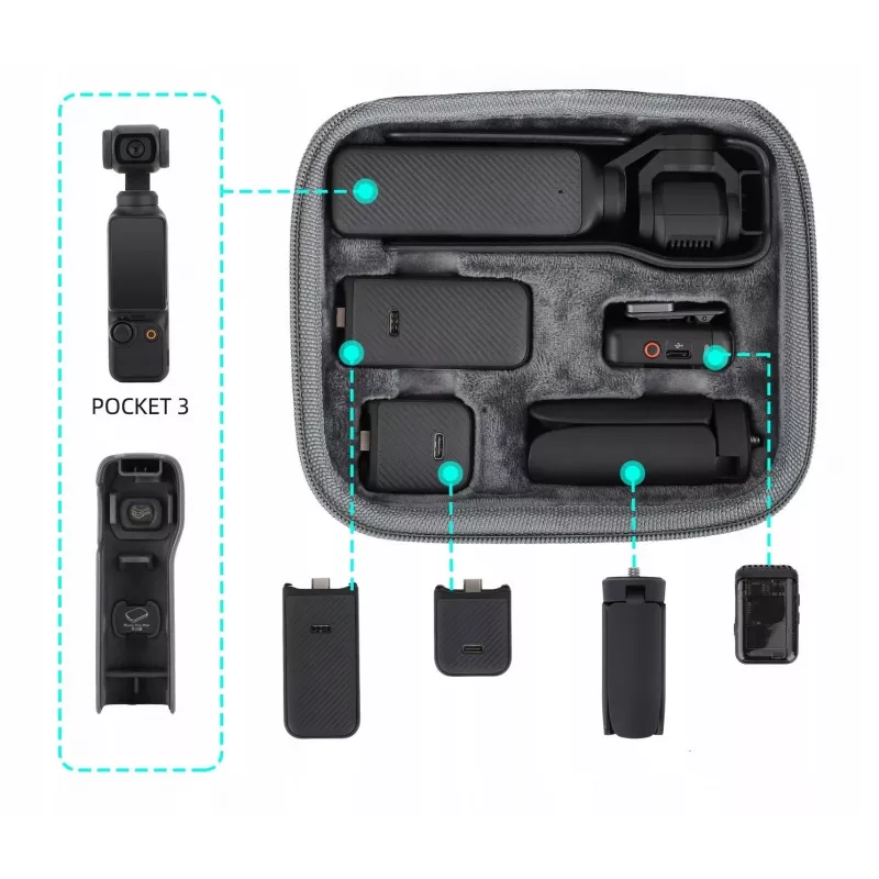 SUNNYLIFE pevné ochranné puzdro pre DJI Osmo Pocket 3 a príslušenstvo, čierna