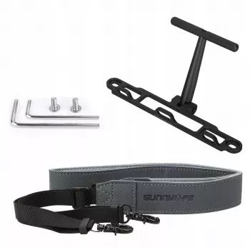 SUNNYLIFE Nákrčný ramenný popruh držiak pre diaľkový ovládač DJI RC 2 / RC 1 - čierna nylonová tkanina s hákmi z hliníkovej zliatiny