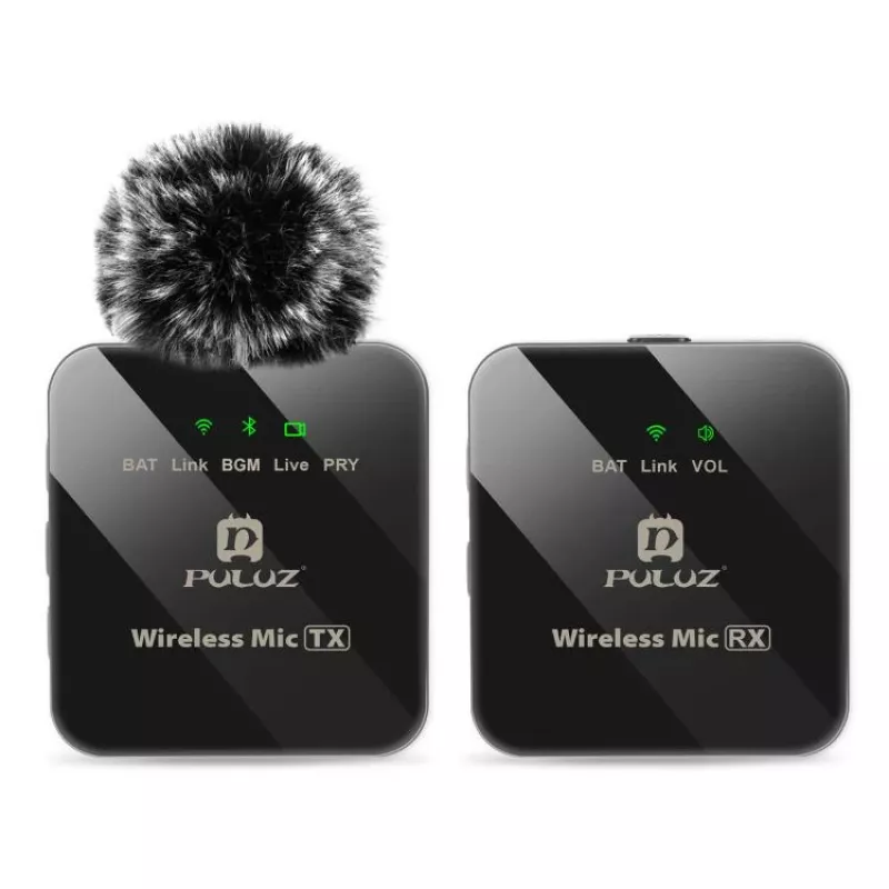 PULUZ PU3153B bezdrôtový Bluetooth mikrofón 3,5 mm TRS/TRRS pre telefón a kameru