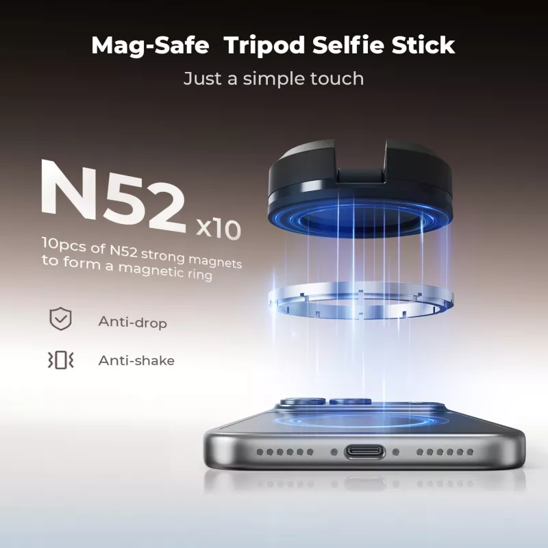KF selfie tyč statív 162 cm magnetický MagSafe pre smartfón s diaľkovým ovládačom Kf09.139