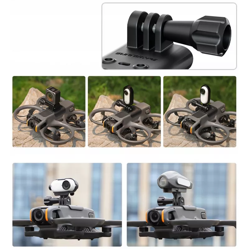SUNNYLIFE držiak kamery pre DJI Avata 2, GoPro a 1/4 palcový závit, čierny/sivý