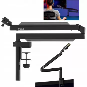 ULANZI ZJ05 kĺbový stojan na mikrofón so stolovou svorkou, dosah 690 mm, čierny