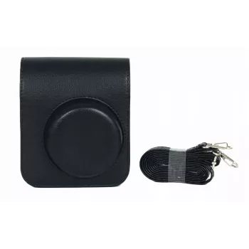 LOVEINSTANT taška na kameru pre Fujifilm Instax Mini 41 - čierne ochranné puzdro z PU kože s popruhom cez rameno