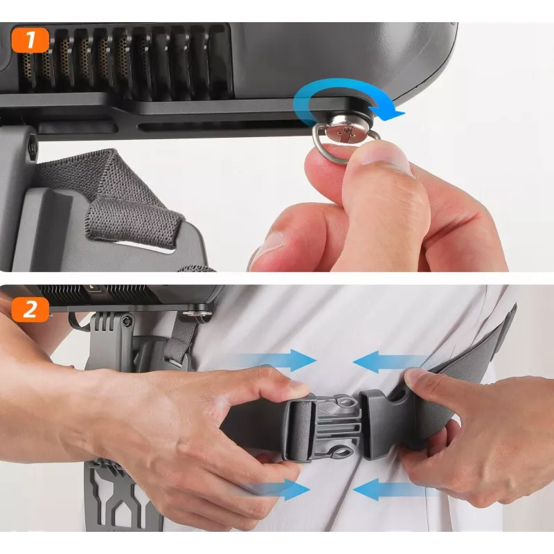 SUNNYLIFE hrudný popruh pre diaľkový ovládač DJI RC Plus - čierny