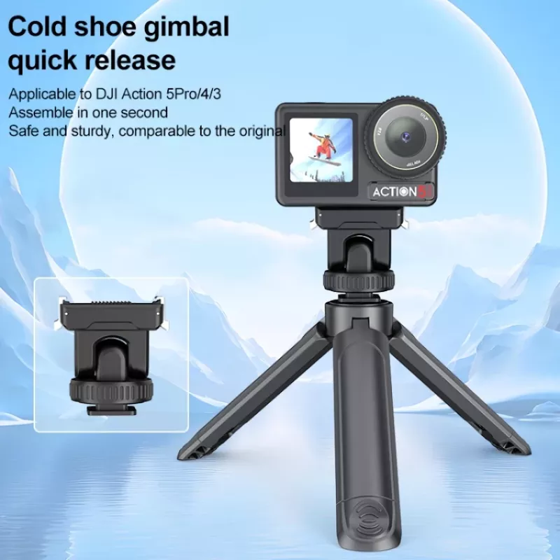 PULUZ rýchloupínací adaptér držiak 1/4 palca závit Cold Shoe pre DJI Osmo Action 3/4/5 Pro PU727B