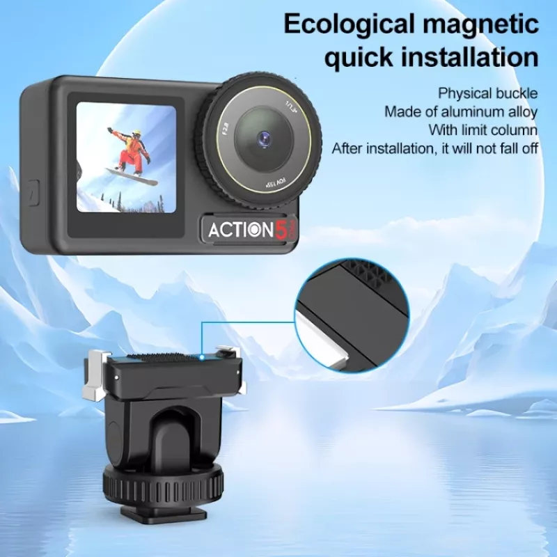 PULUZ rýchloupínací adaptér držiak 1/4 palca závit Cold Shoe pre DJI Osmo Action 3/4/5 Pro PU727B
