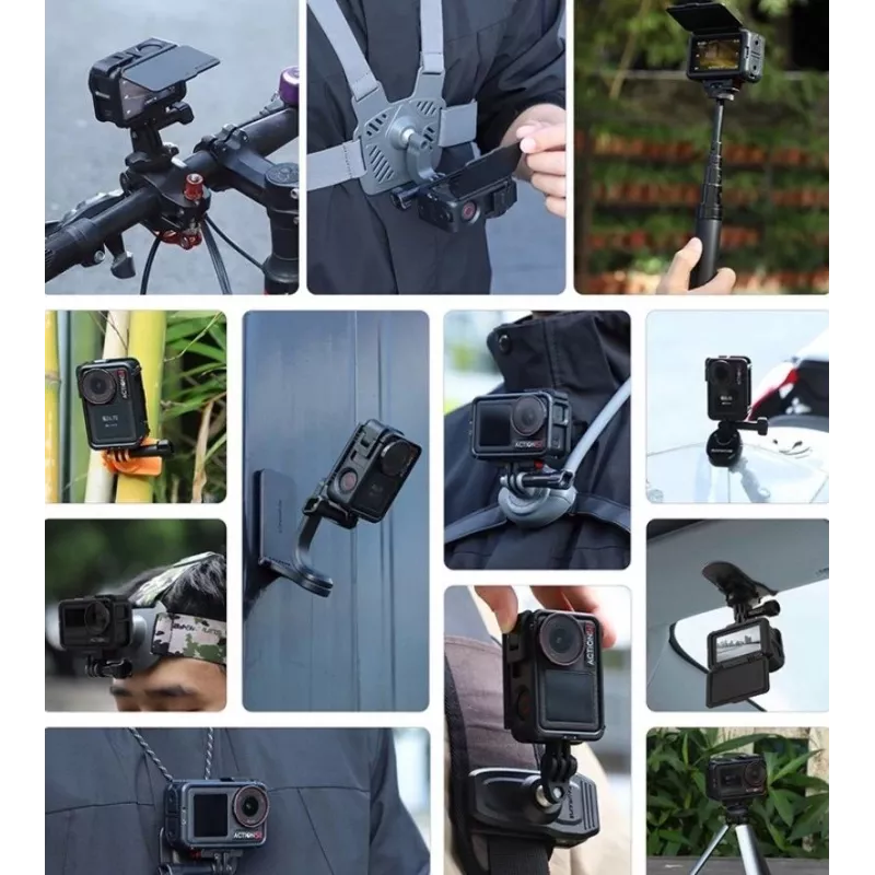 SUNNYLIFE rámový držiak + kryt objektívu pre DJI Osmo Action 5 Pro / 4 / 3 - čierny