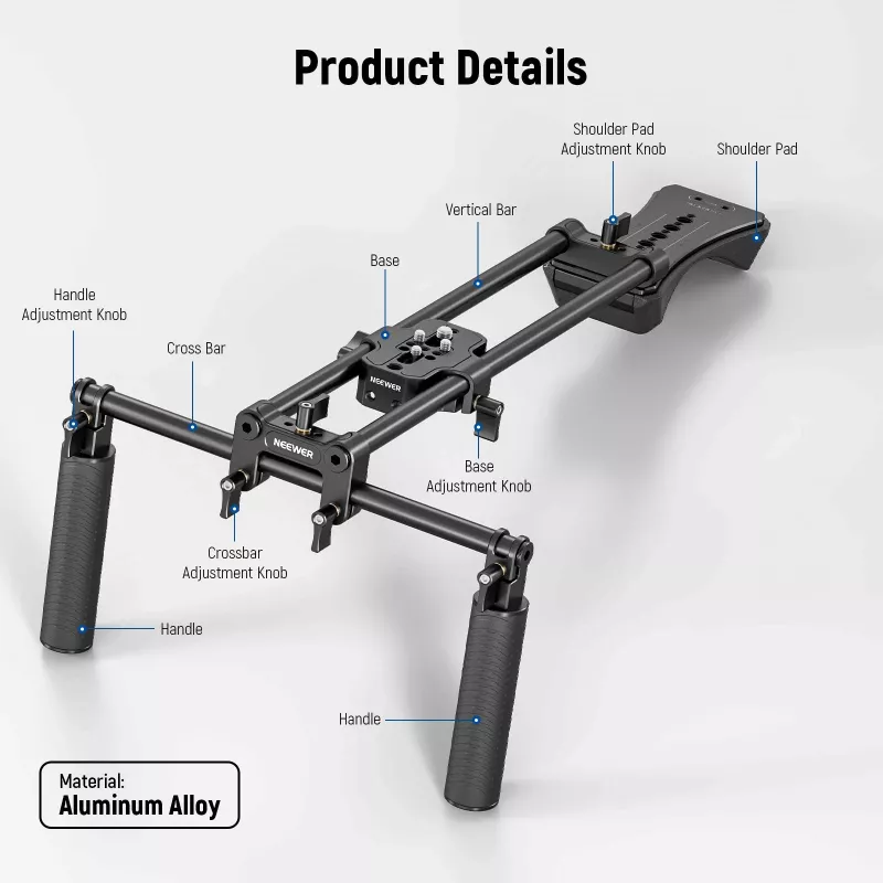 NEEWER SR004 DSLR ramenný stabilizátor rukoväť pre kamery a DSLR kamkordéry