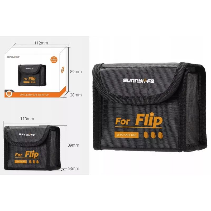 SUNNYLIFE ohňovzdorná taška pre 3 batérie DJI Flip