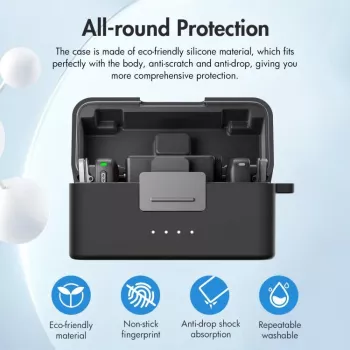 PULUZ silikónové ochranné puzdro pre nabíjacie puzdro DJI Mic Mini - čierna