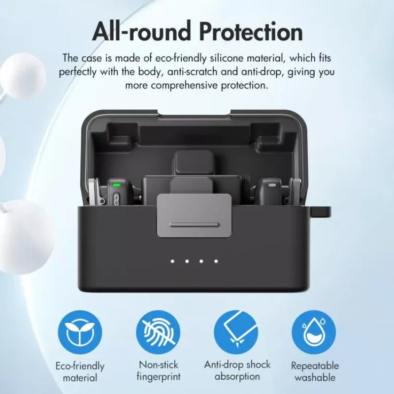 PULUZ silikónové ochranné puzdro pre nabíjacie puzdro DJI Mic Mini - čierna