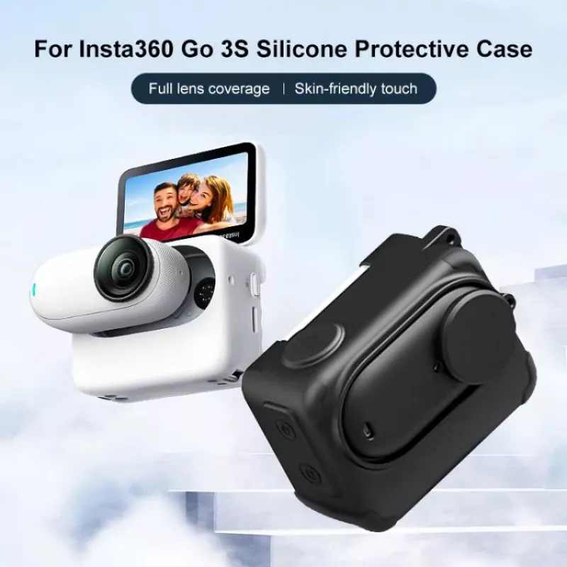 PULUZ silikónové ochranné puzdro s krytkou objektívu pre Insta360 GO 3 / GO 3S - čierne (PU772B)