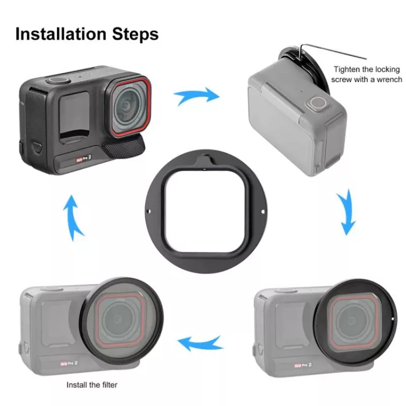 PULUZ 3-in-1 UV filter adaptér kit 52mm krytka objektívu pre Insta360 Ace Pro 2 / PU770B